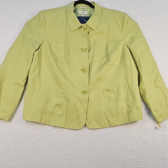 Talbots Jackets & Blazers - NWT Talbots Women's Irish Linen Blazer Lined Button Up Pea Green Sz 20W